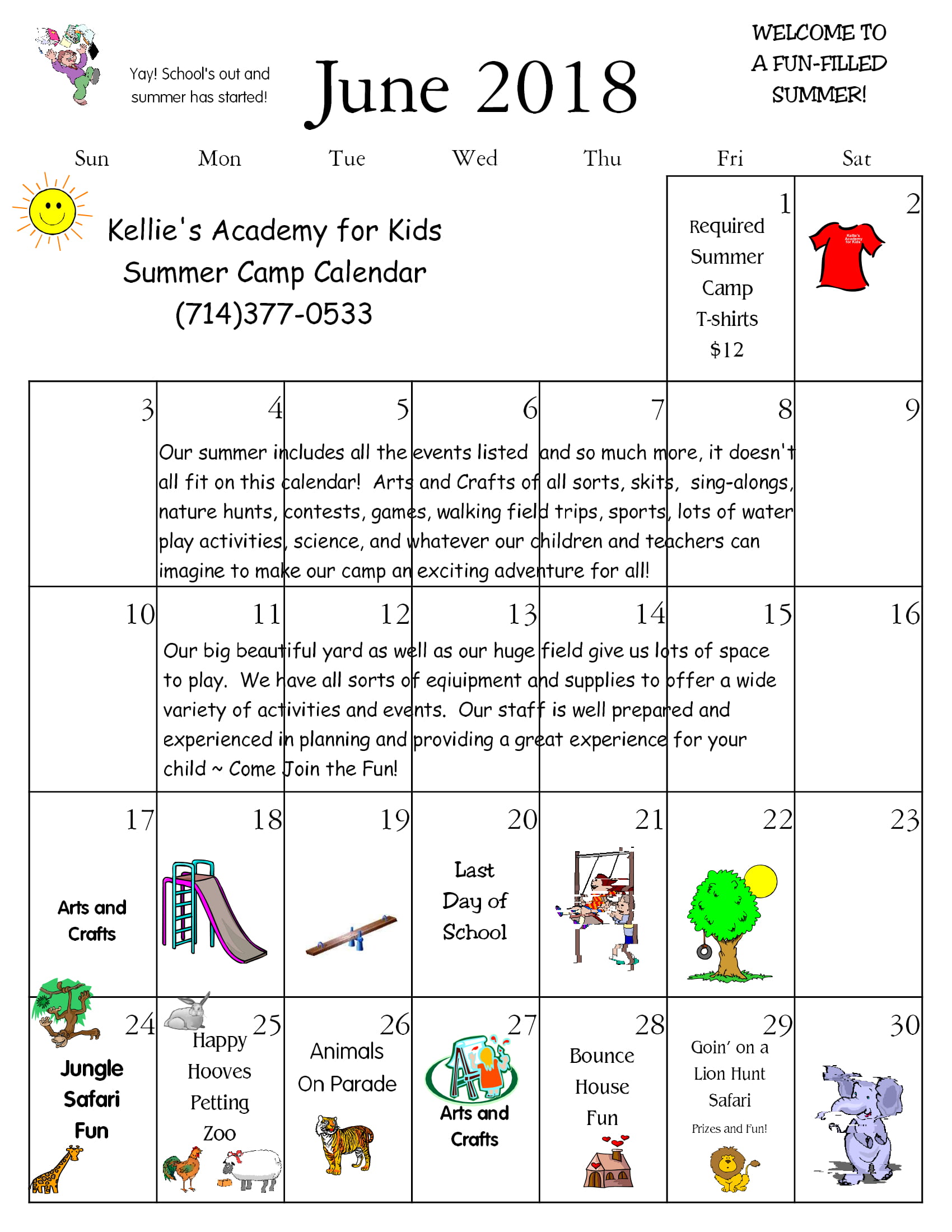 June calendar huntington beach child care